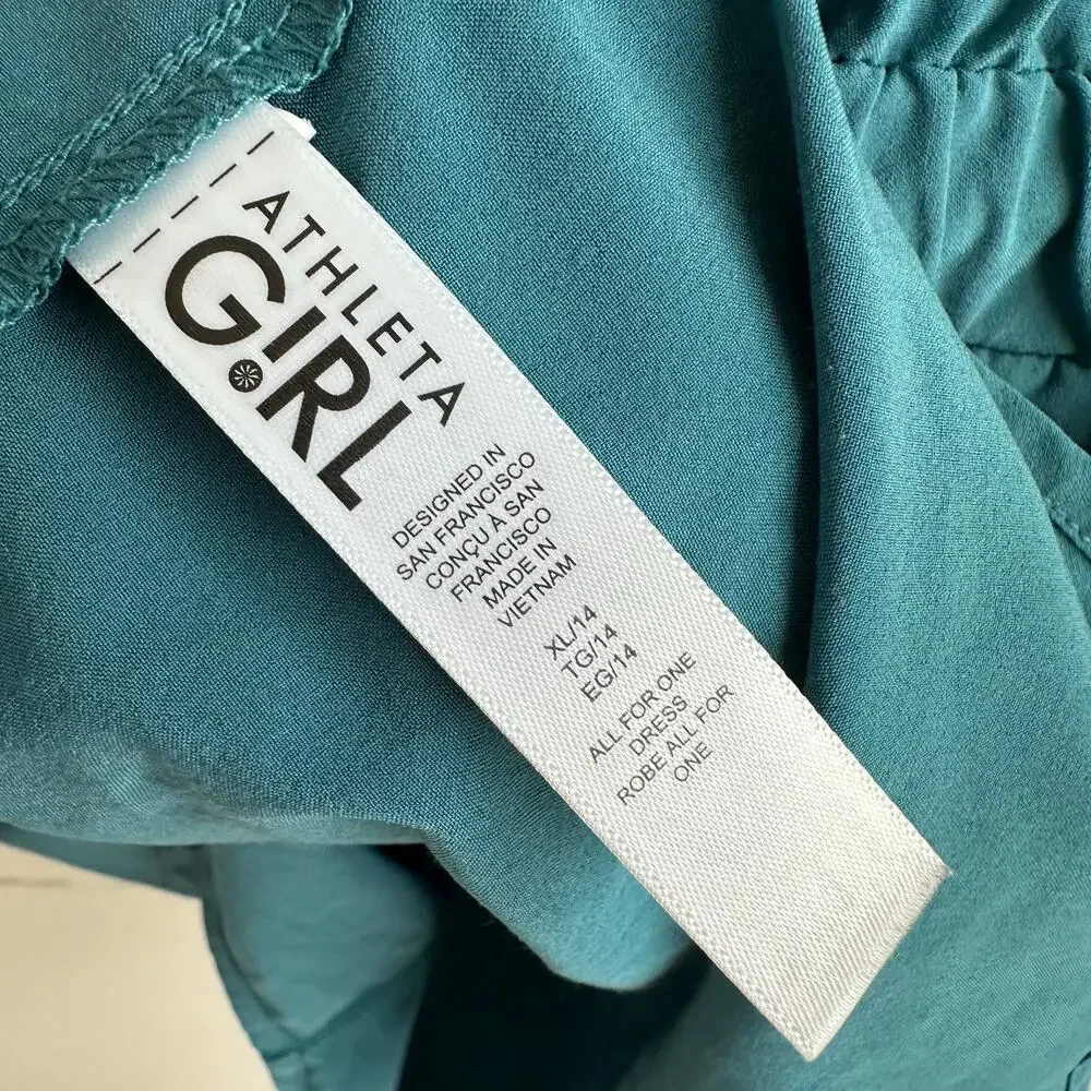 Athleta Girls All for One Tank Lightweight Dress Borealis Green XL 14